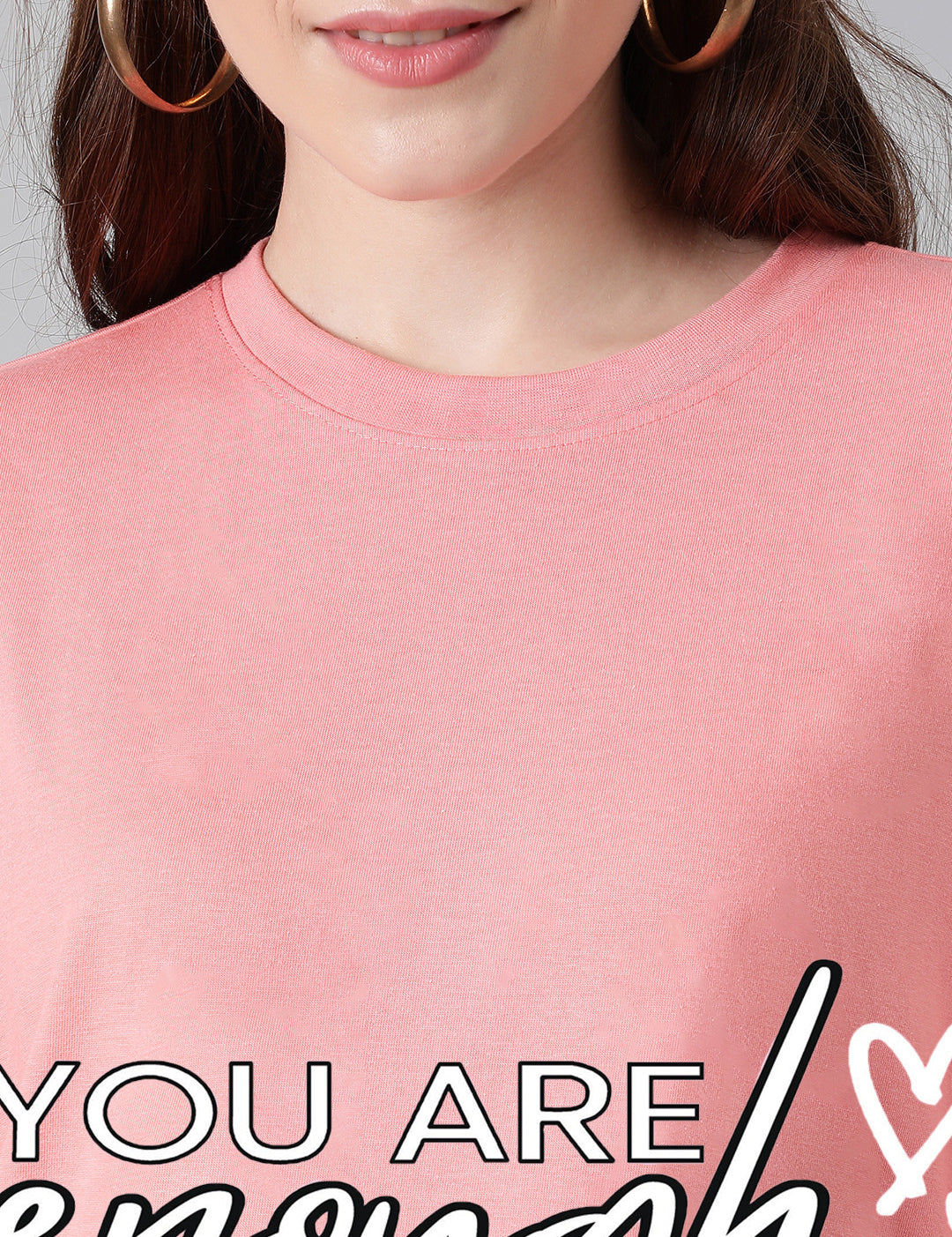 KOTTY Printed Women Round Neck Pink T-Shirt 