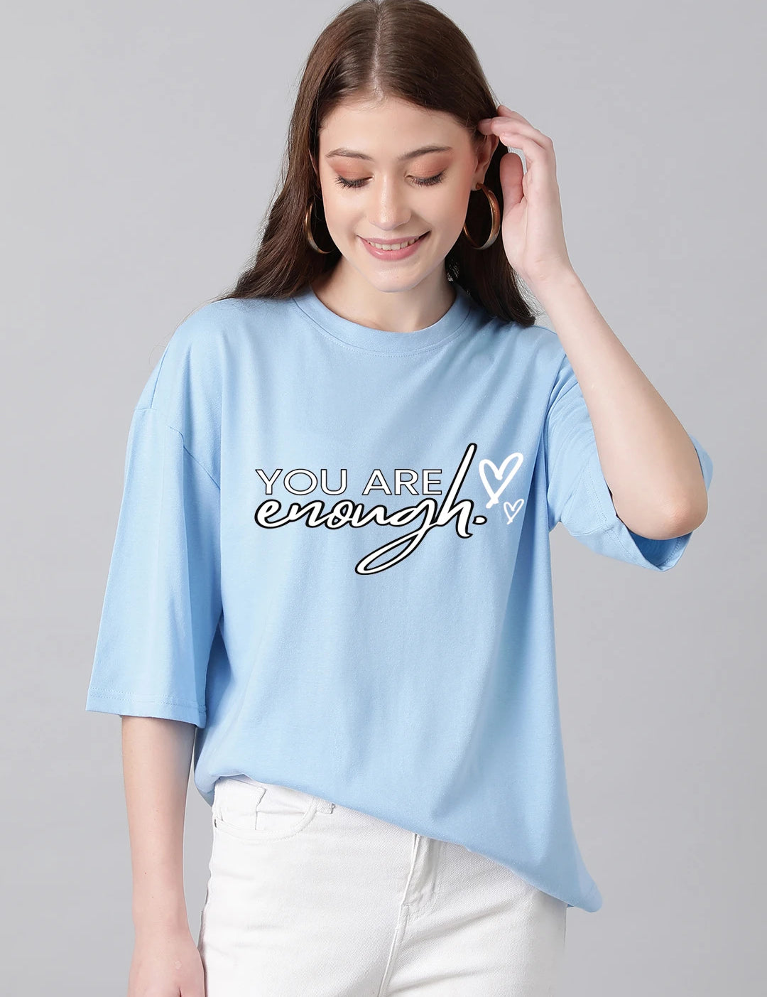 KOTTY Printed Women Round Neck Blue T-Shirt 