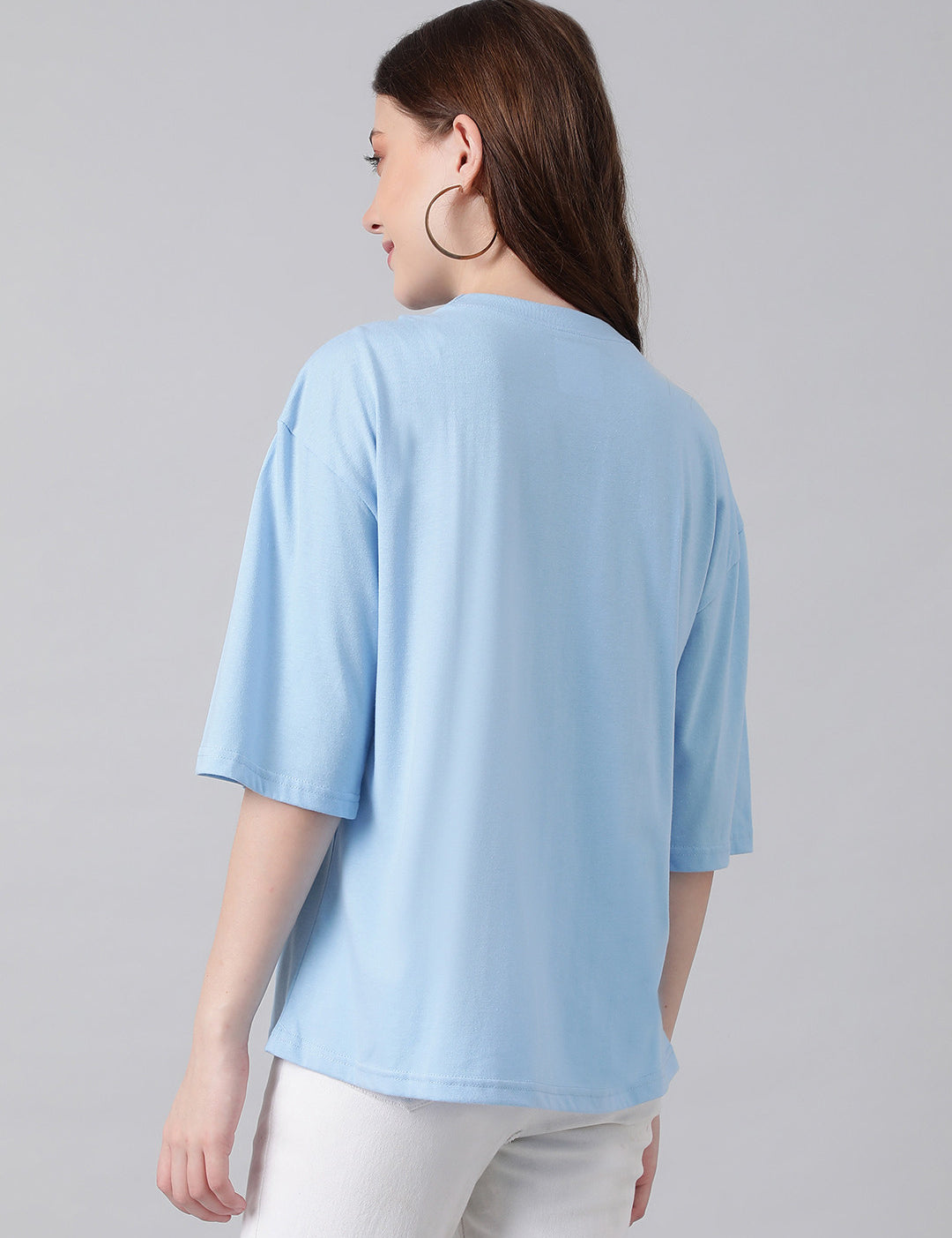 KOTTY Printed Women Round Neck Blue T-Shirt 