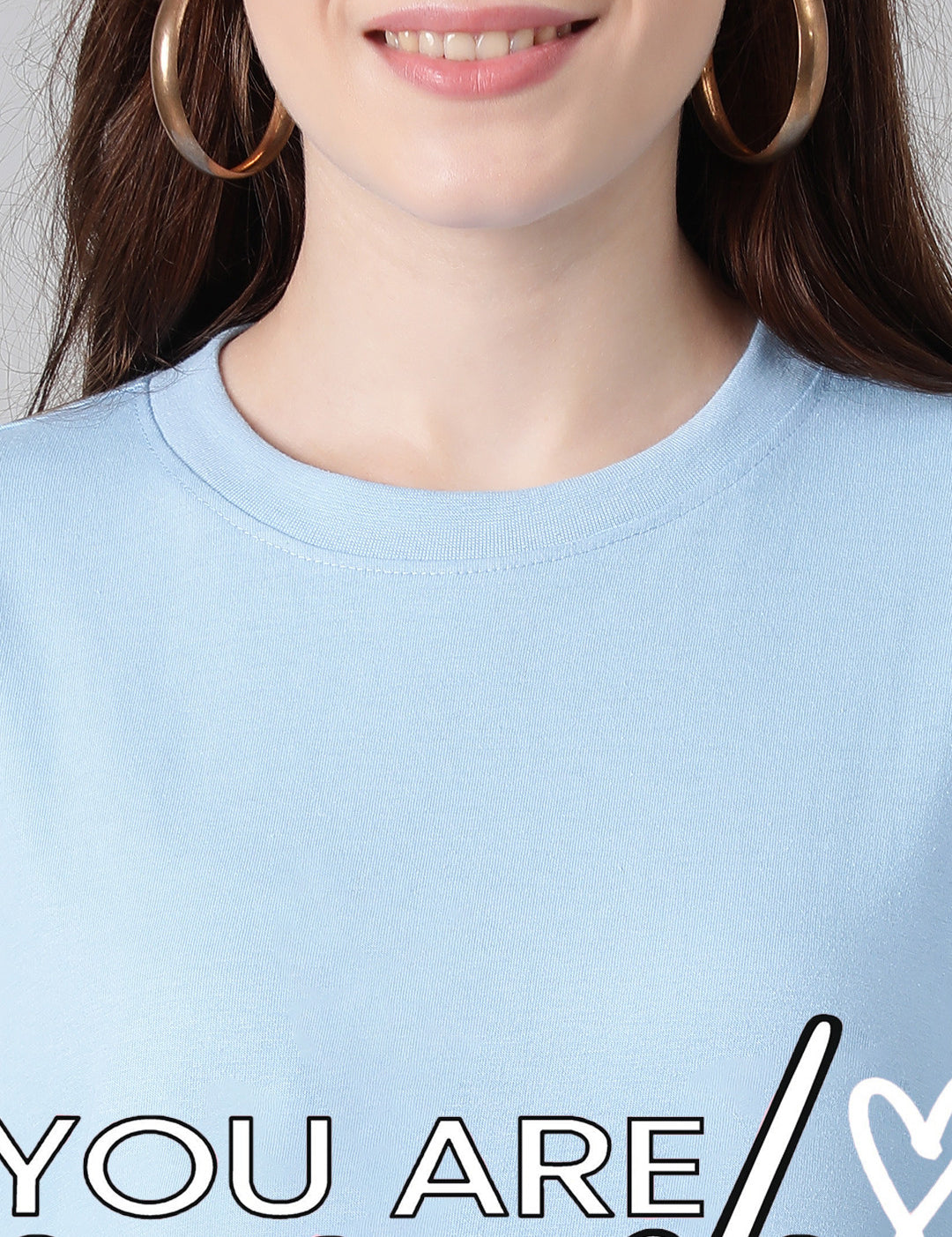 KOTTY Printed Women Round Neck Blue T-Shirt 