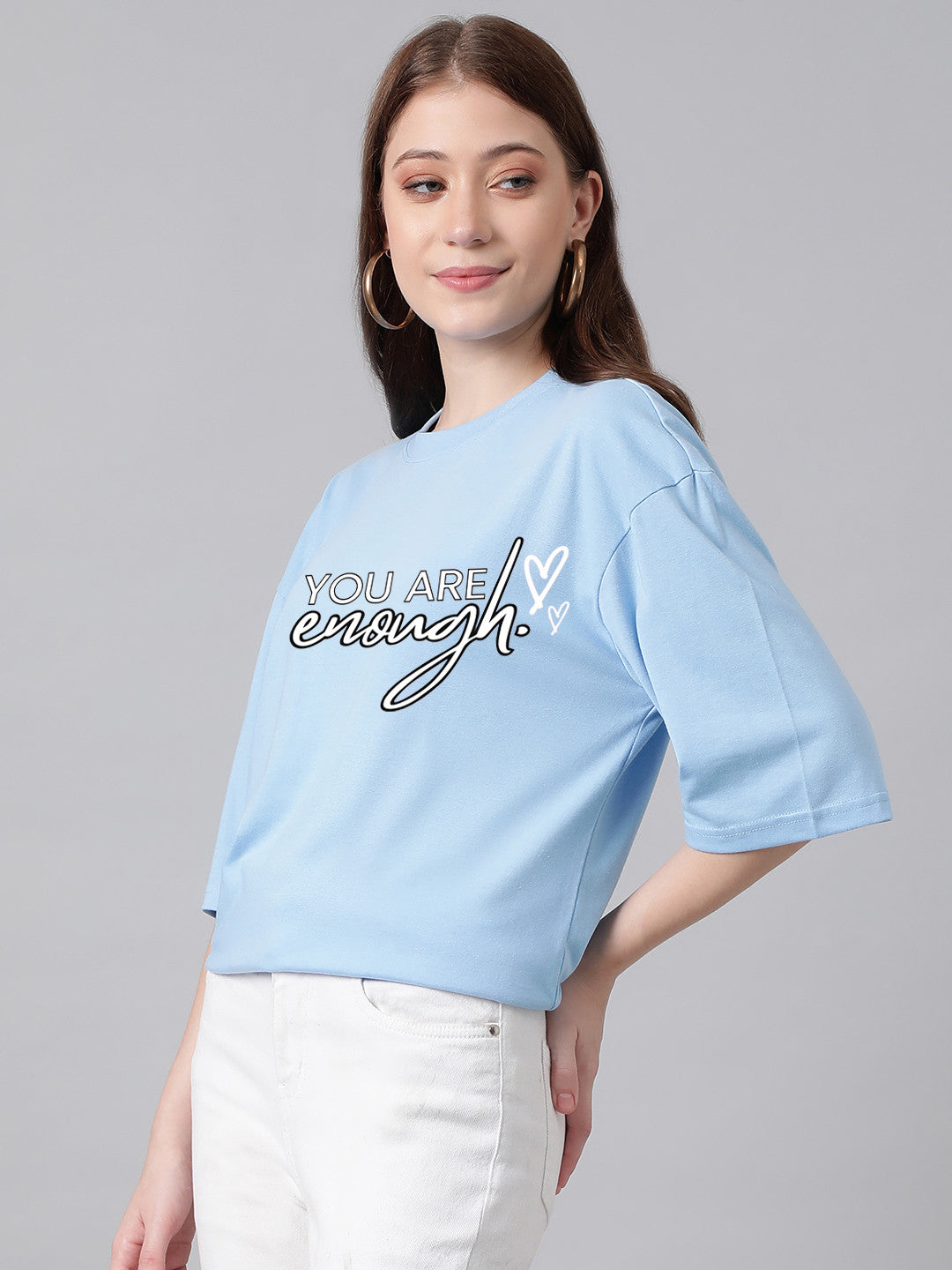 KOTTY Printed Women Round Neck Blue T-Shirt 