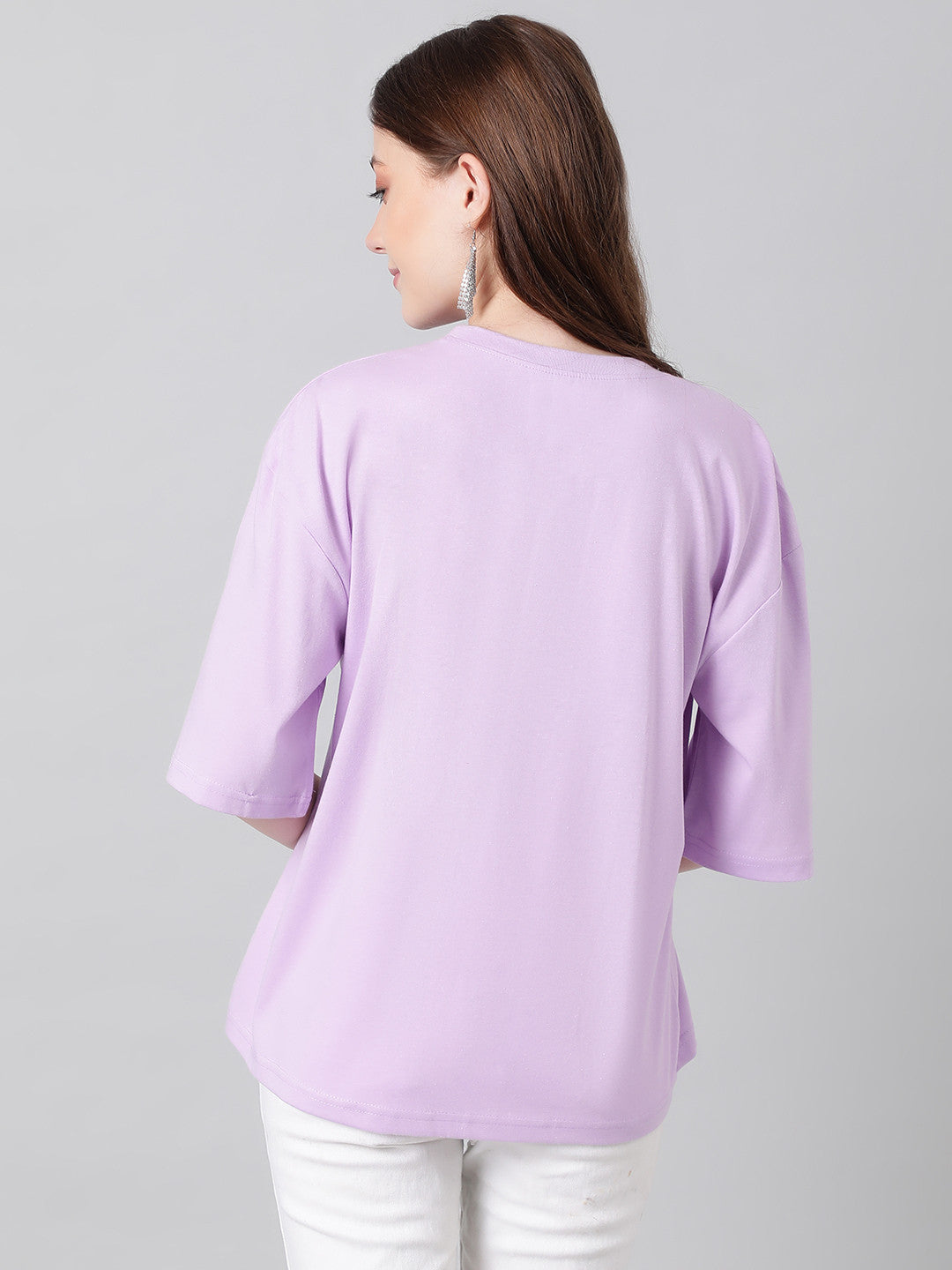 KOTTY Printed Women Round Neck Purple T-Shirt 
