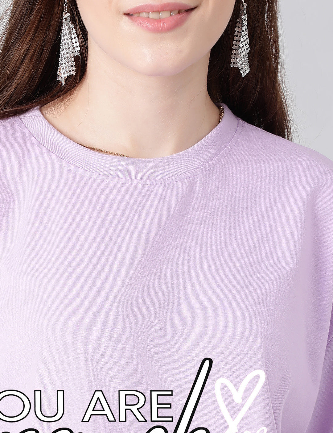KOTTY Printed Women Round Neck Purple T-Shirt 