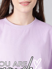 KOTTY Printed Women Round Neck Purple T-Shirt 