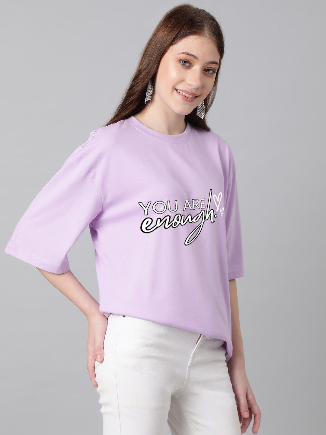 KOTTY Printed Women Round Neck Purple T-Shirt 