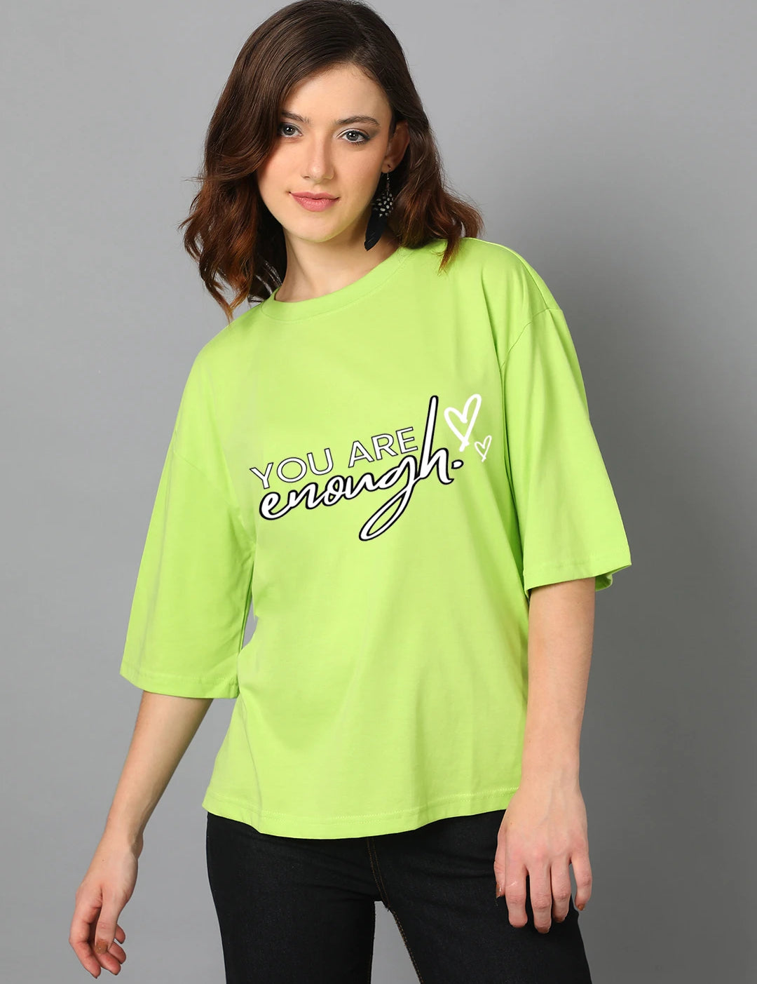 KOTTY Printed Women Round Neck Green T-Shirt 