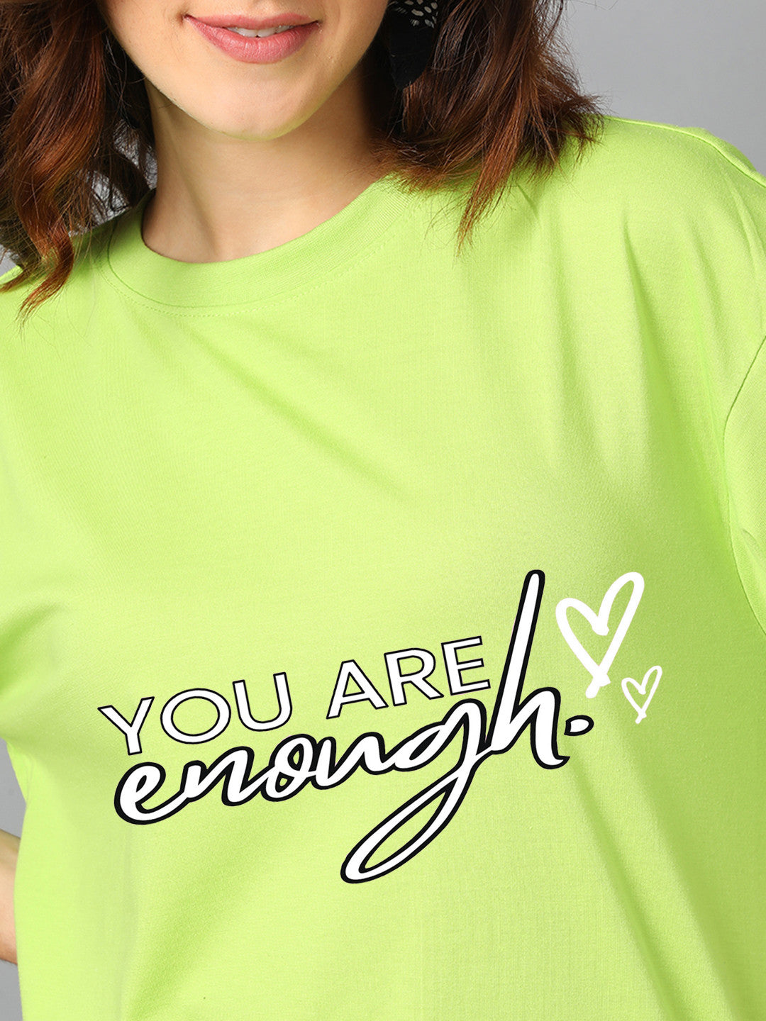 KOTTY Printed Women Round Neck Green T-Shirt 