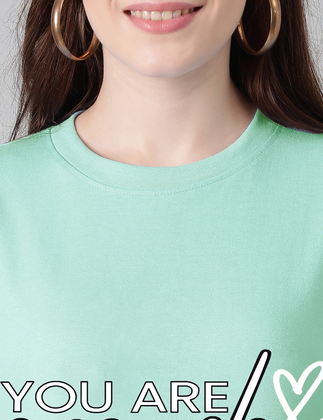 KOTTY Printed Women Round Neck Green T-Shirt 
