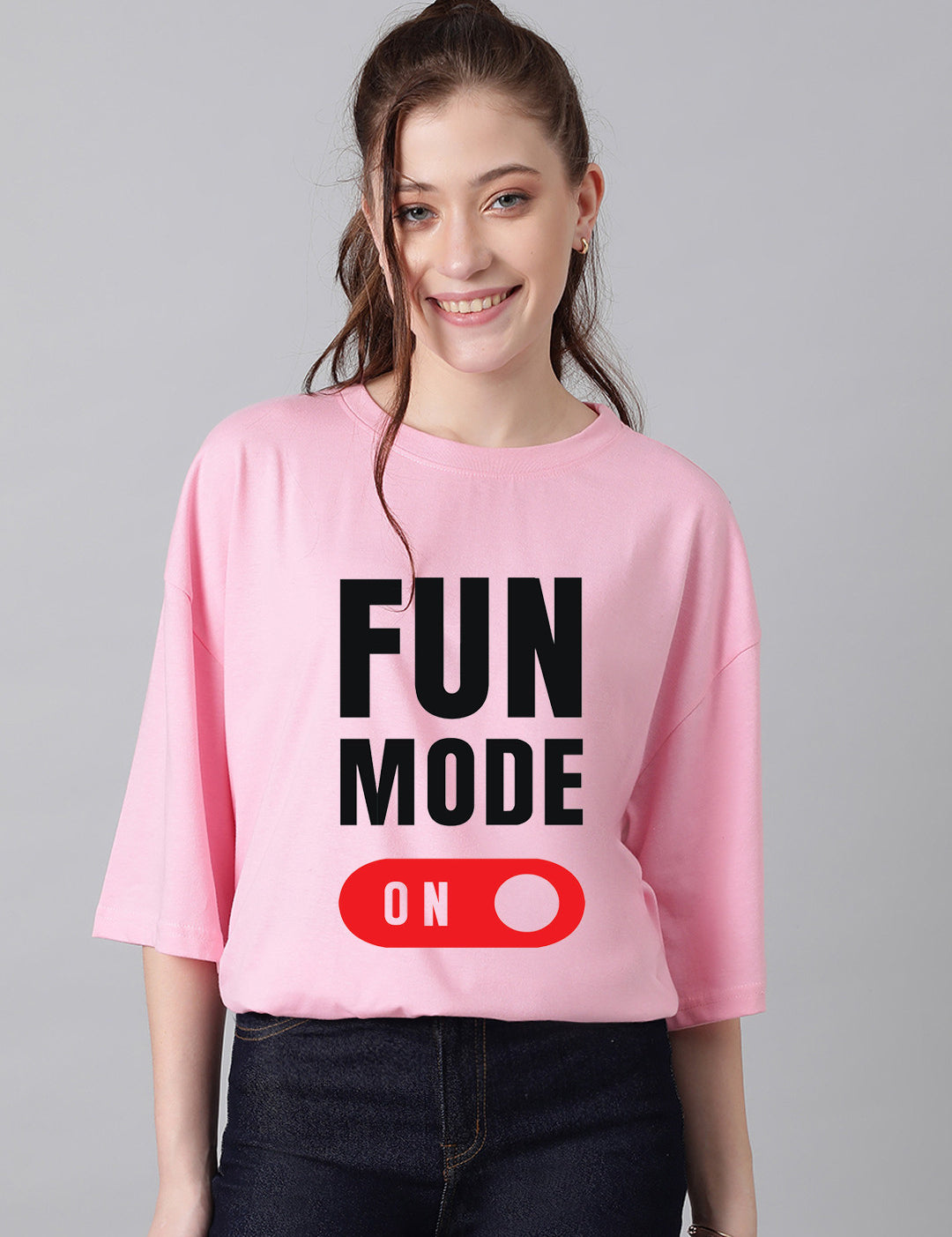 KOTTY Printed Women Round Neck Pink T-Shirt 