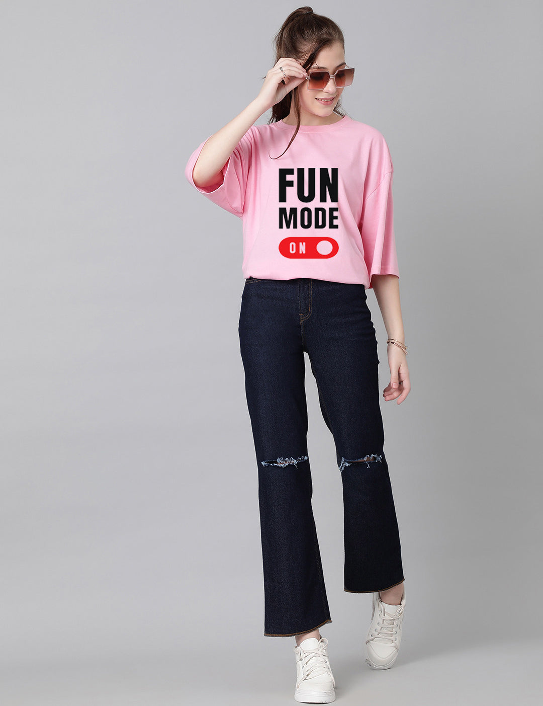KOTTY Printed Women Round Neck Pink T-Shirt 