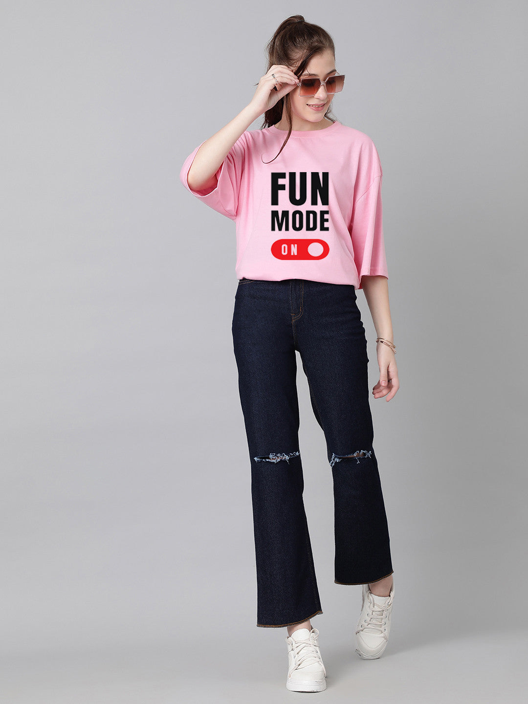KOTTY Printed Women Round Neck Pink T-Shirt 