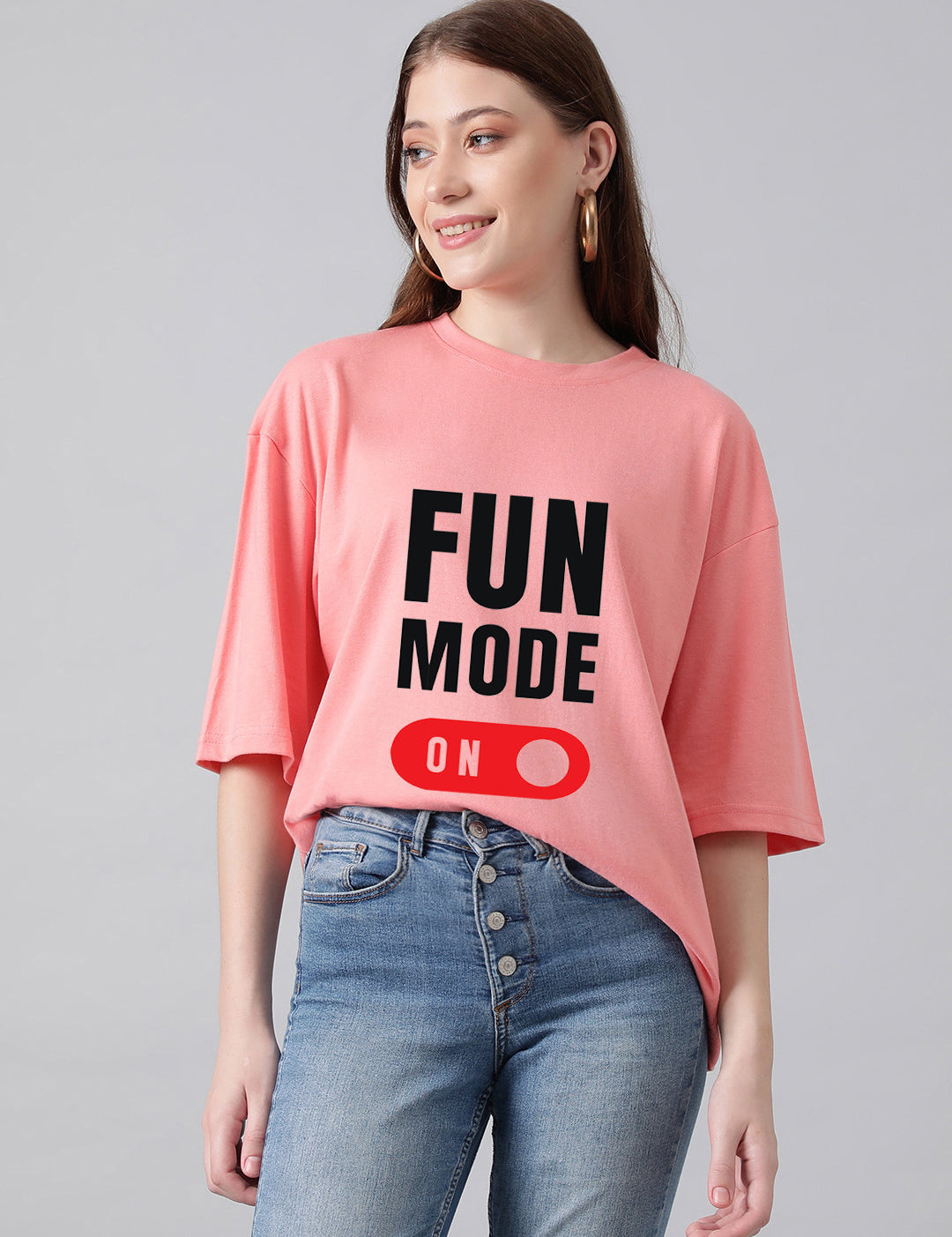 KOTTY Printed Women Round Neck Pink T-Shirt 