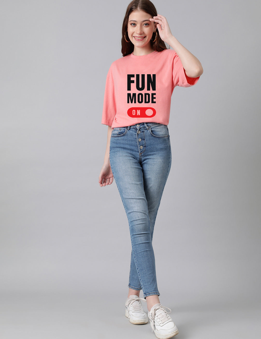 KOTTY Printed Women Round Neck Pink T-Shirt 