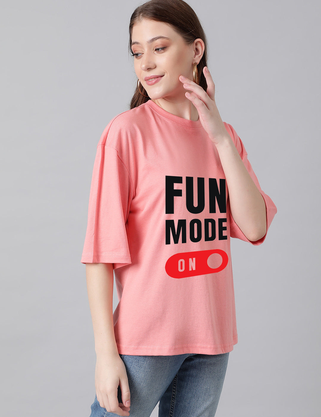 KOTTY Printed Women Round Neck Pink T-Shirt 
