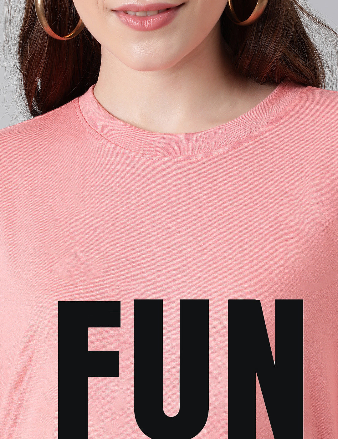 KOTTY Printed Women Round Neck Pink T-Shirt 
