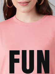 KOTTY Printed Women Round Neck Pink T-Shirt 