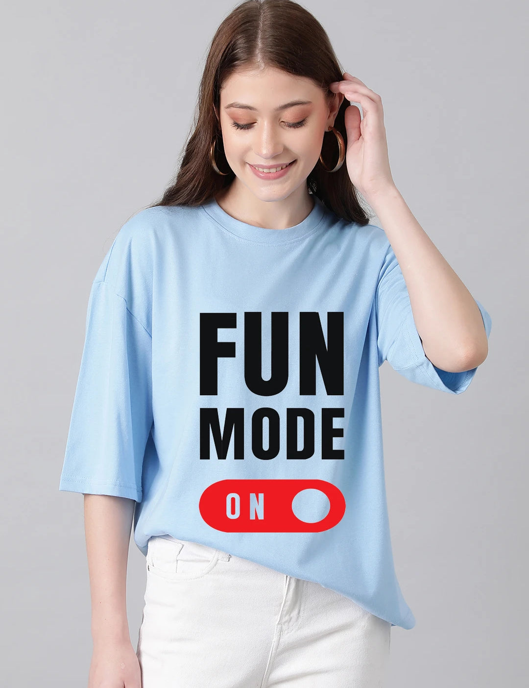 KOTTY Printed Women Round Neck Blue T-Shirt 