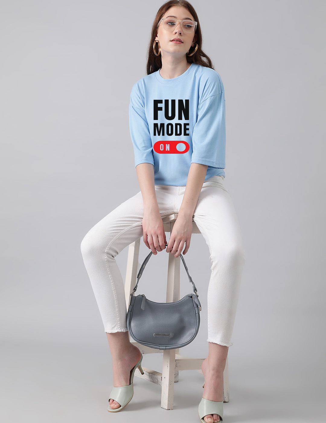KOTTY Printed Women Round Neck Blue T-Shirt 