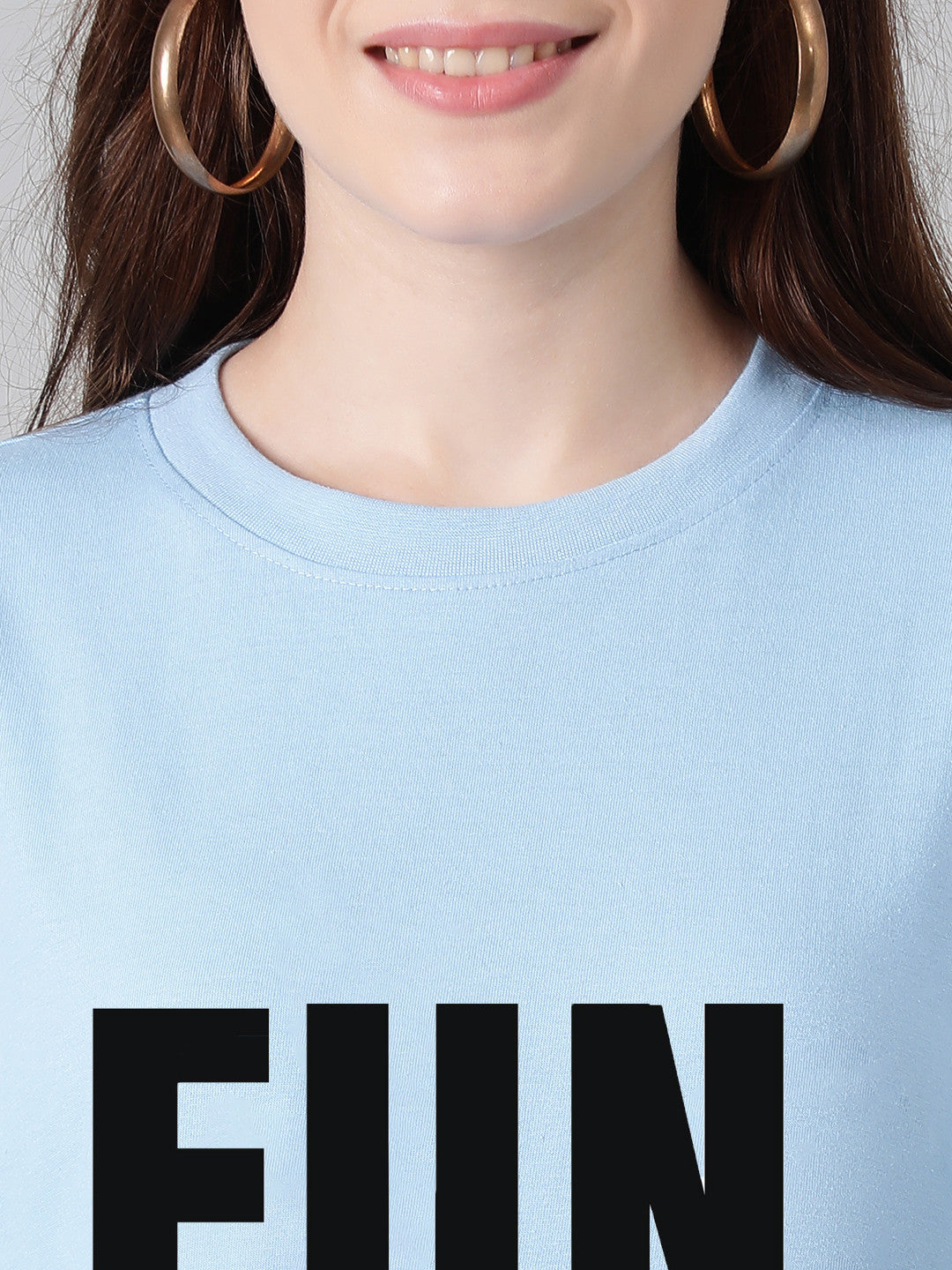 KOTTY Printed Women Round Neck Blue T-Shirt 
