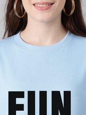 KOTTY Printed Women Round Neck Blue T-Shirt 