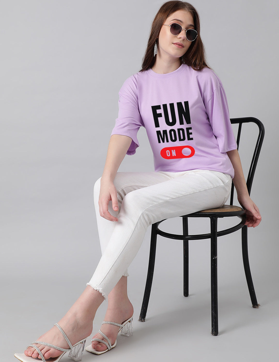 KOTTY Printed Women Round Neck Purple T-Shirt 