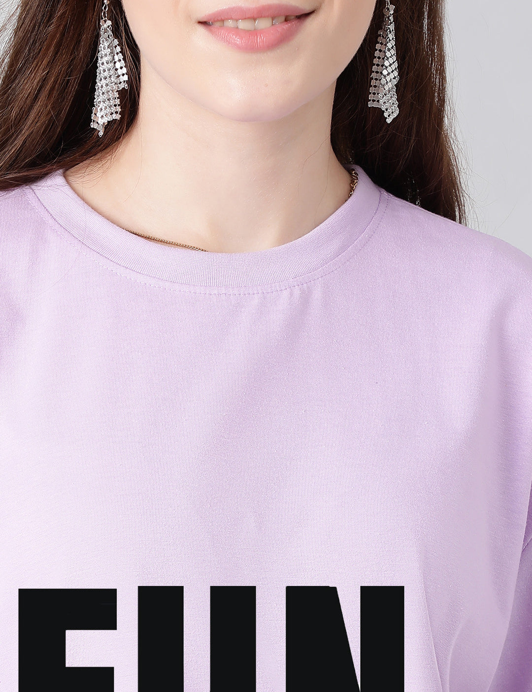KOTTY Printed Women Round Neck Purple T-Shirt 