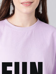 KOTTY Printed Women Round Neck Purple T-Shirt 