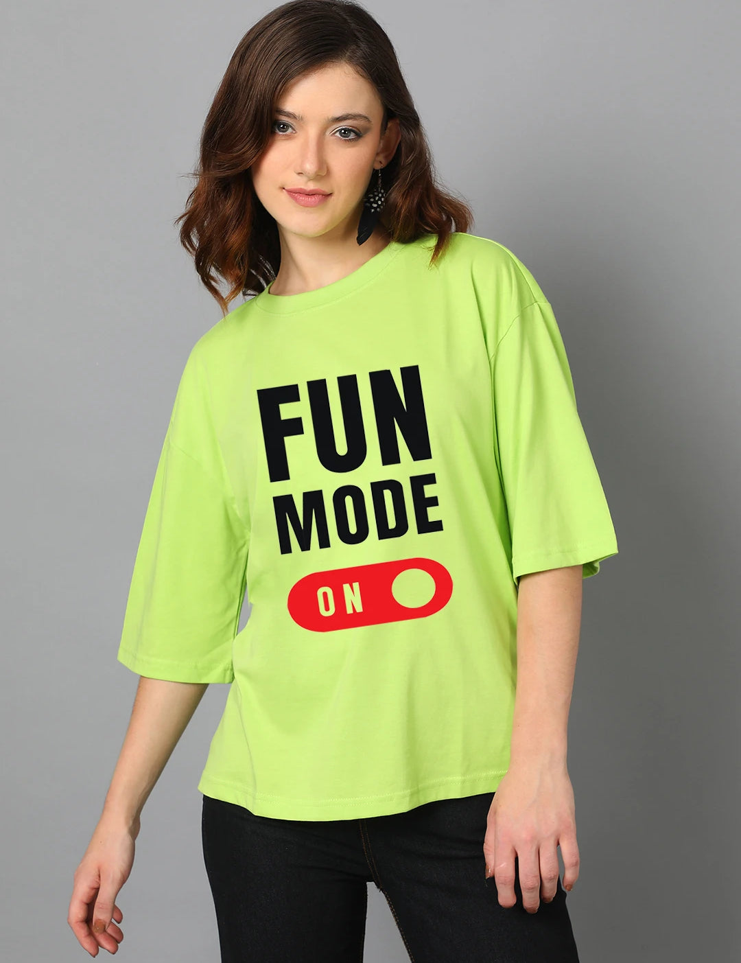 KOTTY Printed Women Round Neck Green T-Shirt 