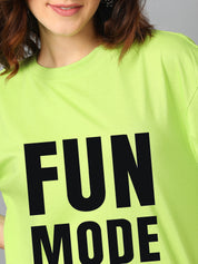 KOTTY Printed Women Round Neck Green T-Shirt 