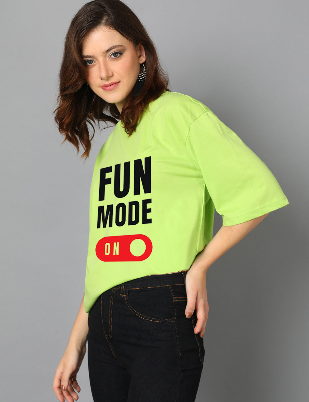 KOTTY Printed Women Round Neck Green T-Shirt 