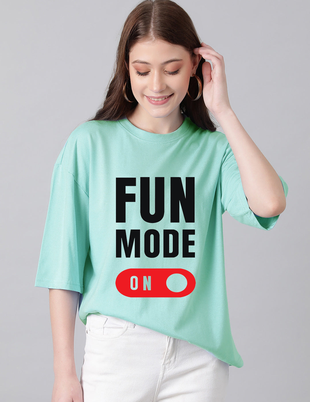 KOTTY Printed Women Round Neck Green T-Shirt 