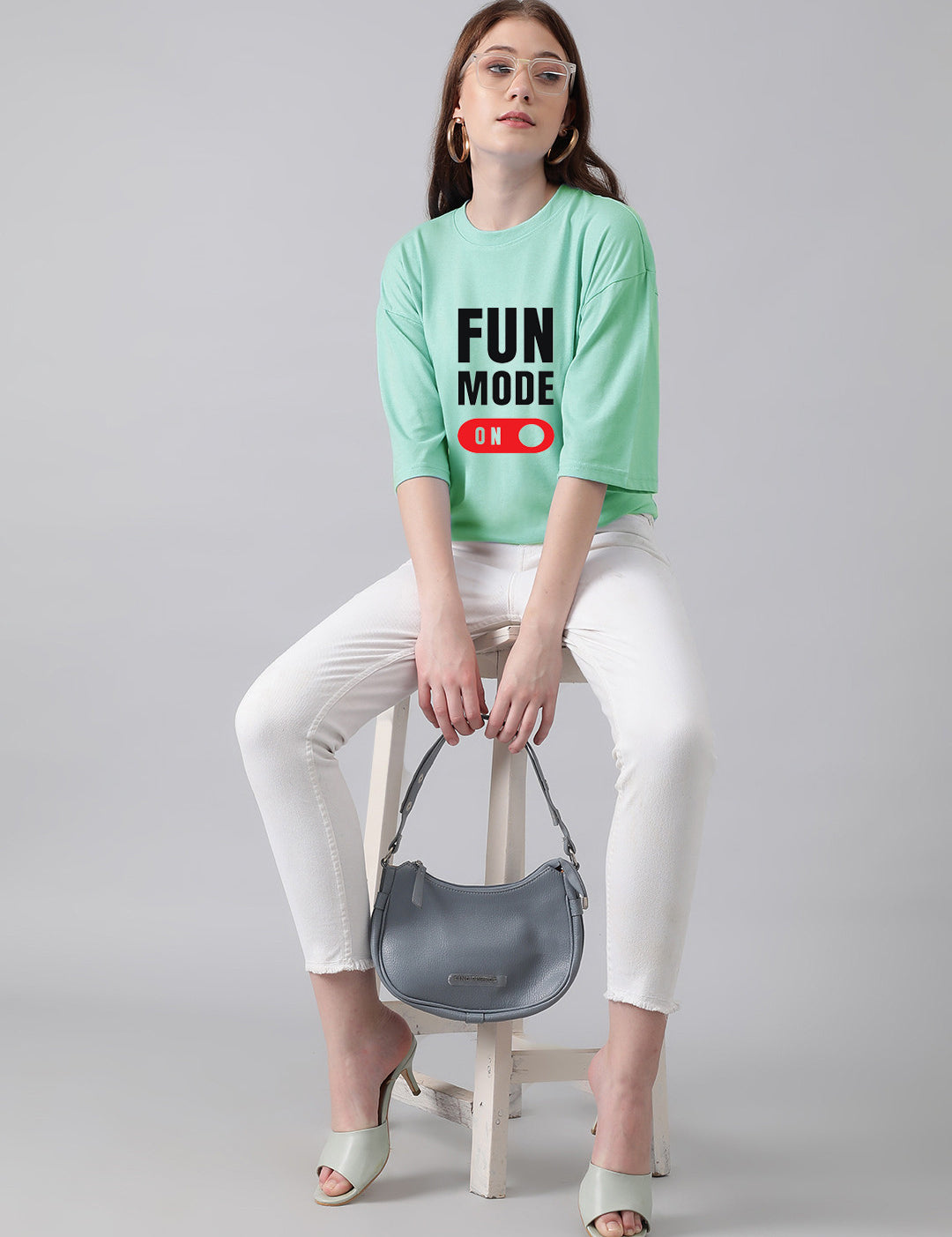 KOTTY Printed Women Round Neck Green T-Shirt 