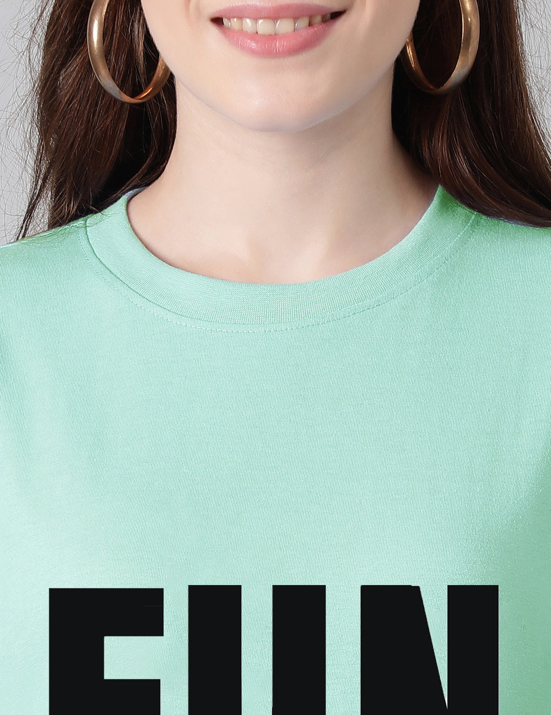 KOTTY Printed Women Round Neck Green T-Shirt 