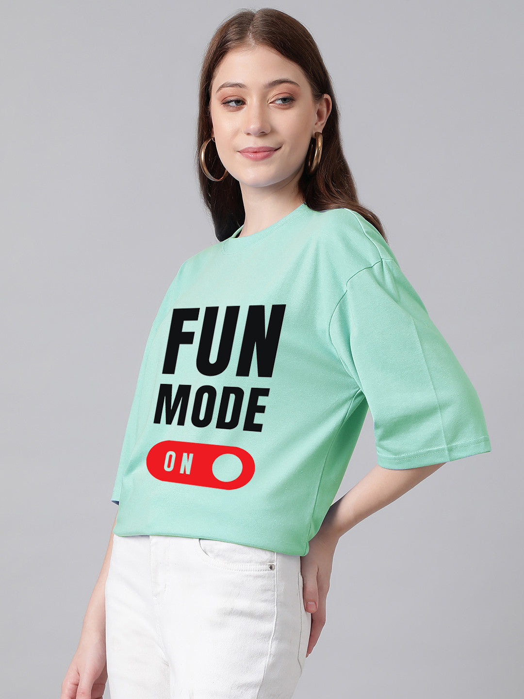 KOTTY Printed Women Round Neck Green T-Shirt 