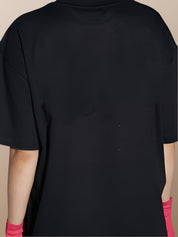 KOTTY Printed Women Round Neck Black T-Shirt 