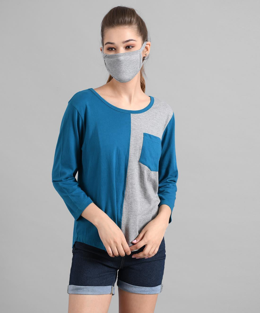 KOTTY Colorblock Women Round Neck Multicolor T-Shirt 