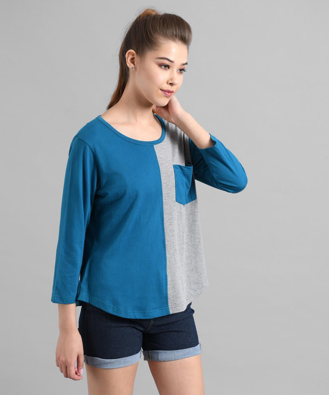 KOTTY Colorblock Women Round Neck Multicolor T-Shirt 