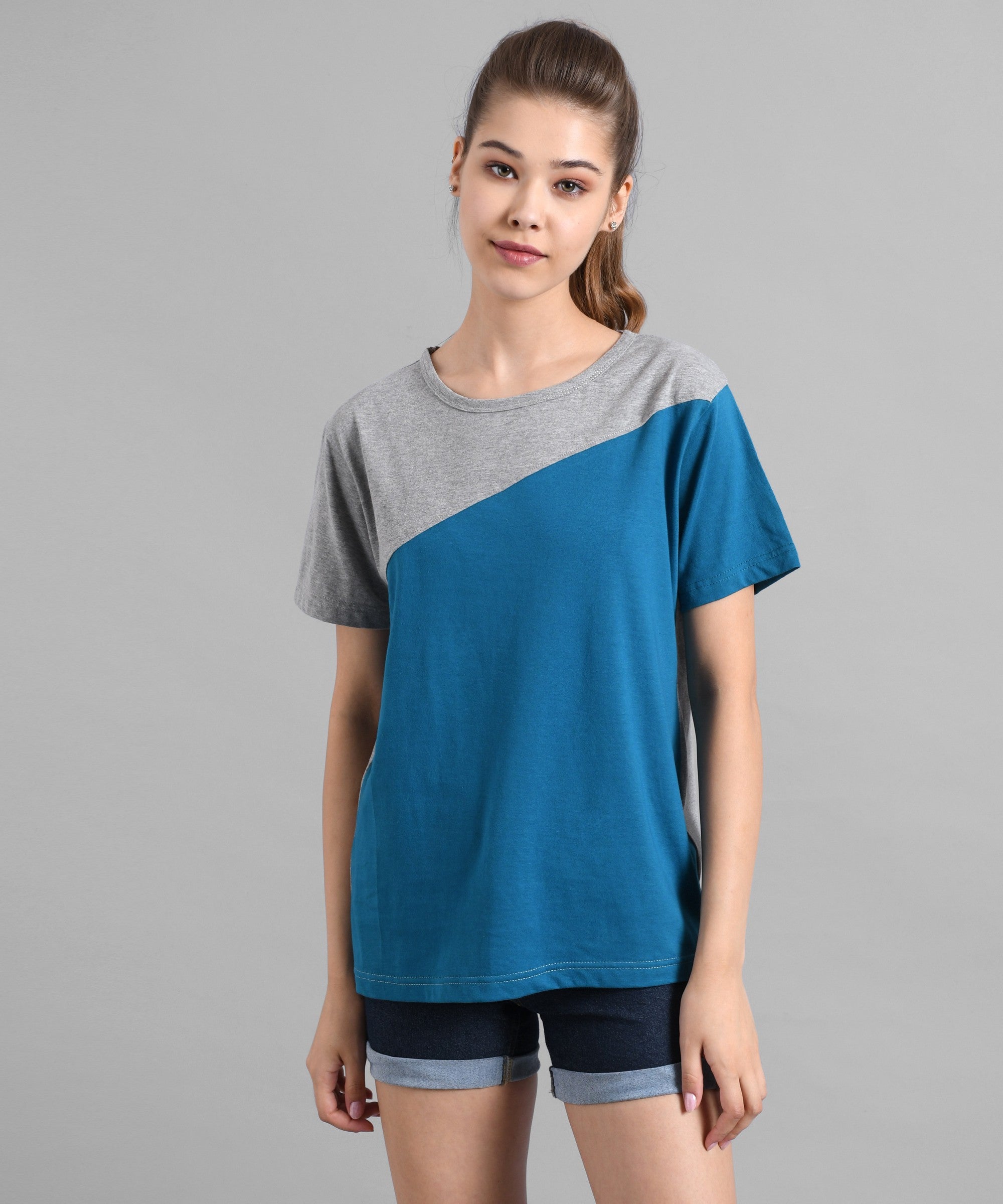 KOTTY Colorblock Women Round Neck Multicolor T-Shirt 