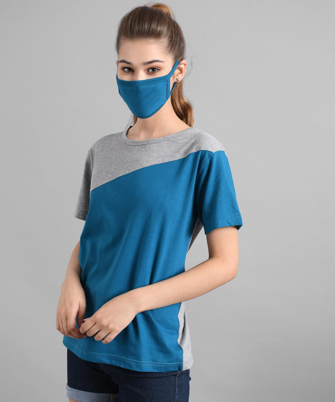KOTTY Colorblock Women Round Neck Multicolor T-Shirt 