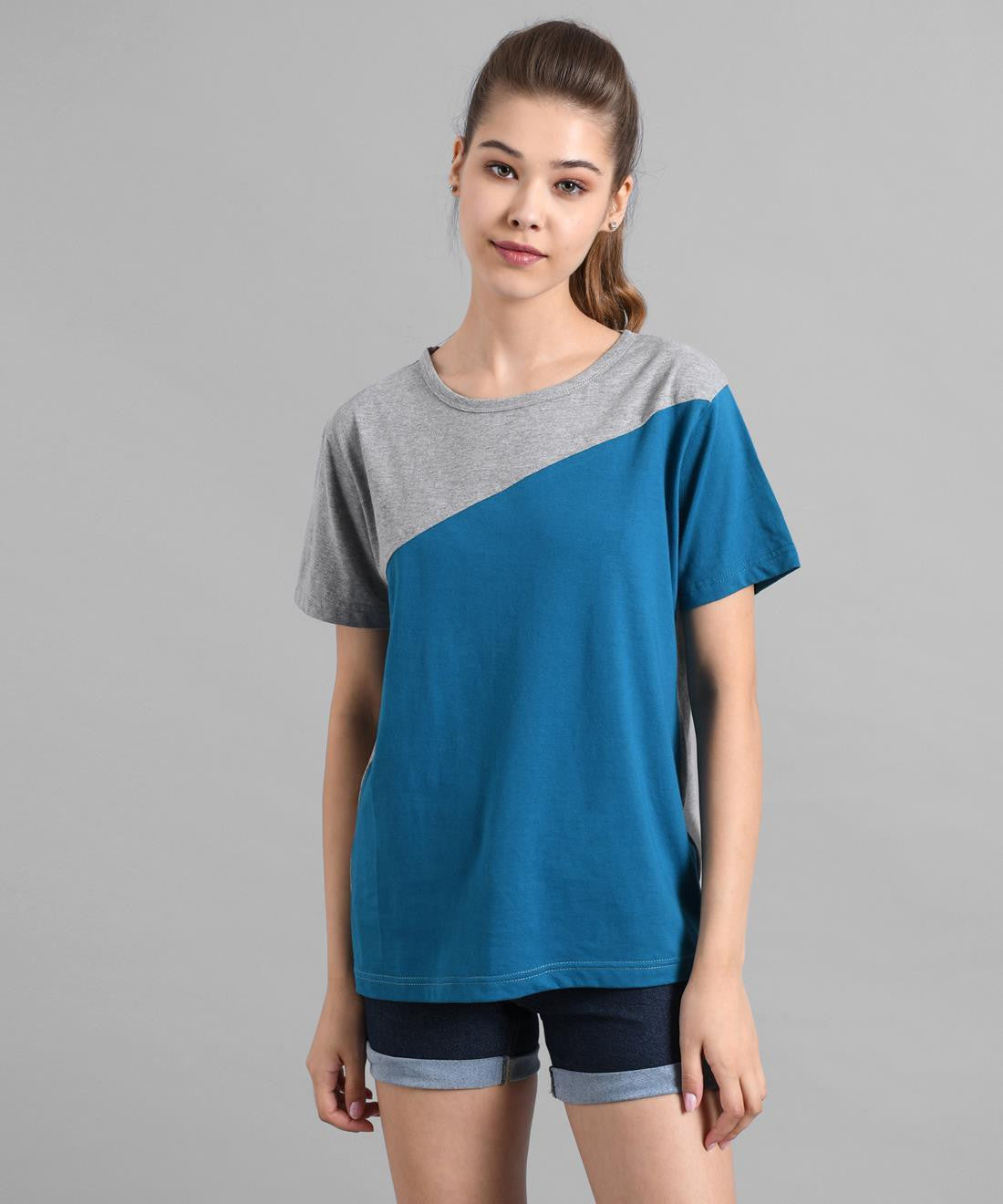 KOTTY Colorblock Women Round Neck Multicolor T-Shirt 