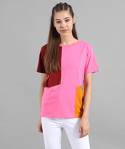 KOTTY Colorblock Women Round Neck Multicolor T-Shirt 