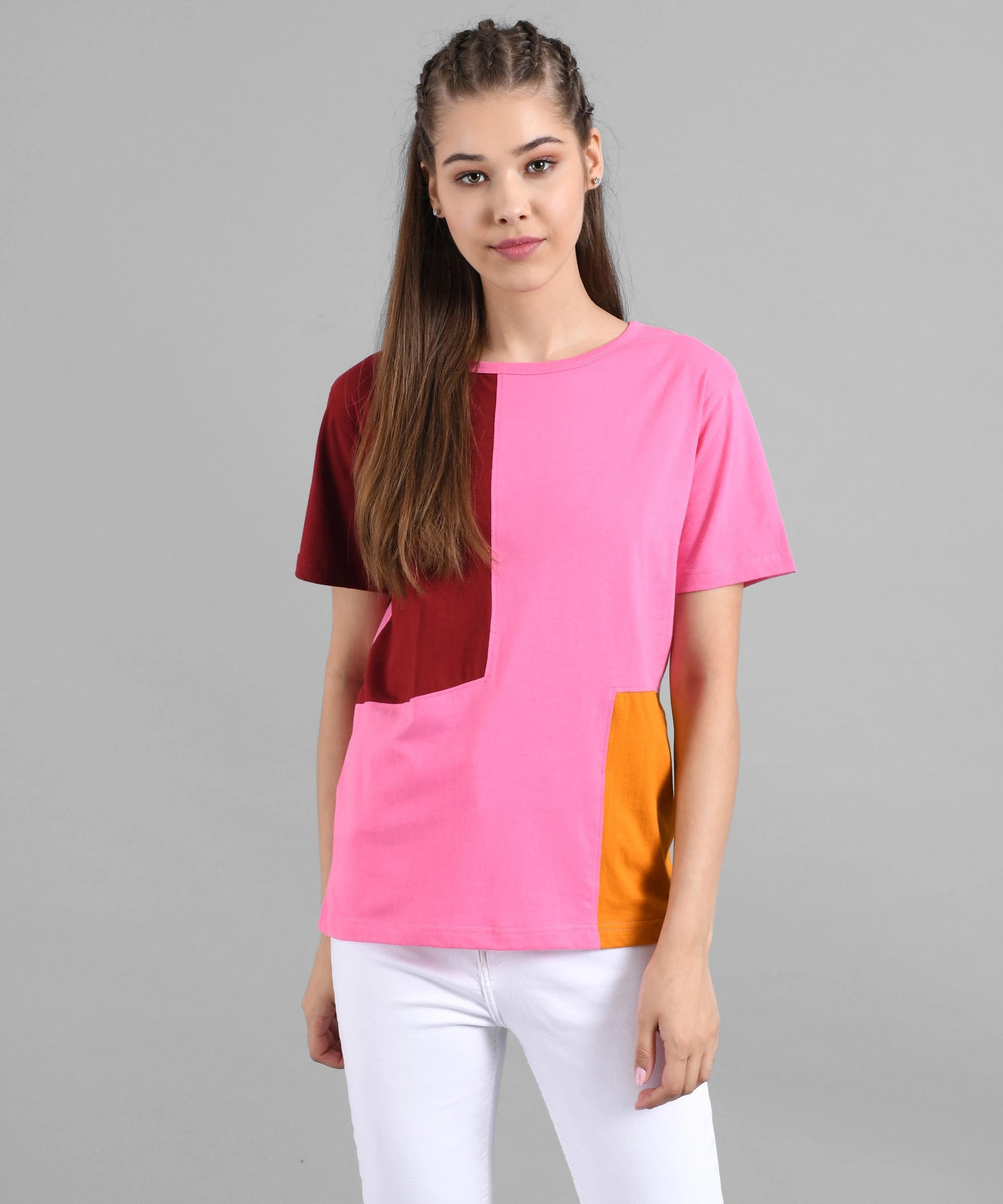 KOTTY Colorblock Women Round Neck Multicolor T-Shirt 