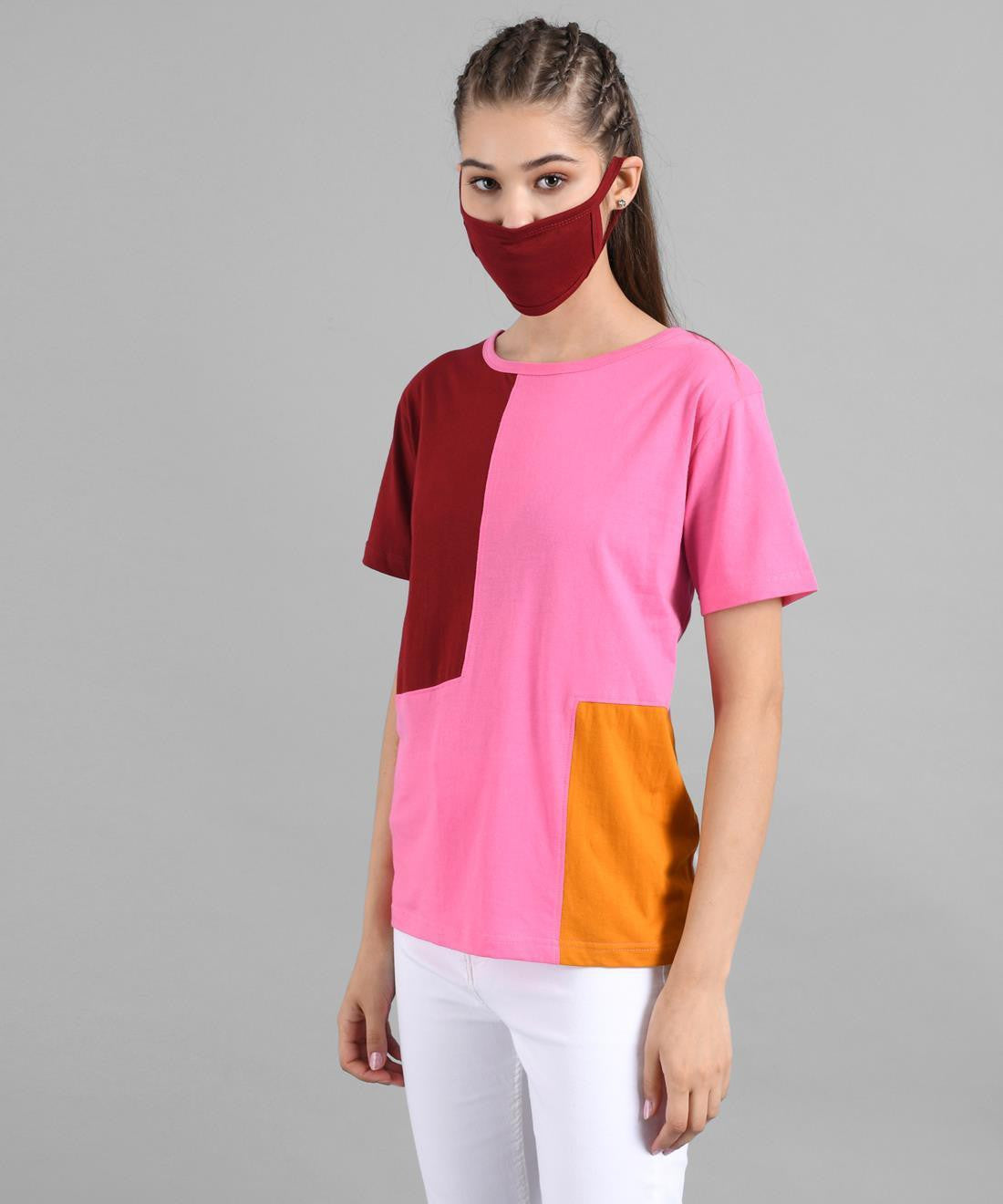 KOTTY Colorblock Women Round Neck Multicolor T-Shirt 