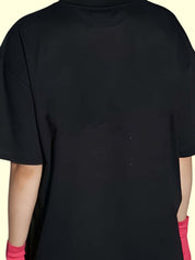 KOTTY Women's Printed Hydrangea Black Printed Tshirt