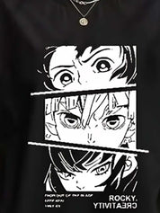 KOTTY Women's Printed Hydrangea Black Printed Tshirt