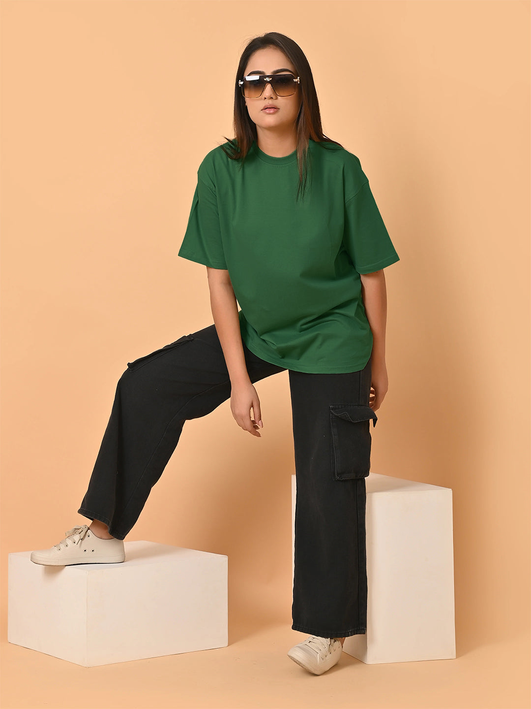 KOTTY Women’s Green Oversized T-Shirt