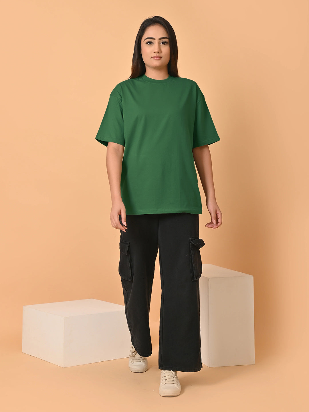 KOTTY Women’s Green Oversized T-Shirt