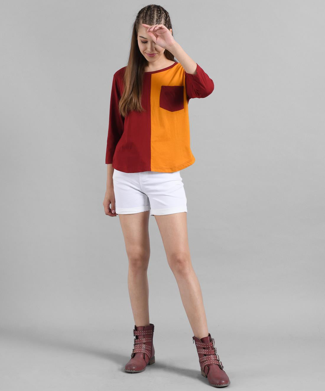 KOTTY Colorblock Women Round Neck Multicolor T-Shirt 