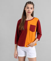 KOTTY Colorblock Women Round Neck Multicolor T-Shirt 