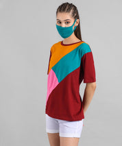 KOTTY Colorblock Women Round Neck Multicolor T-Shirt 